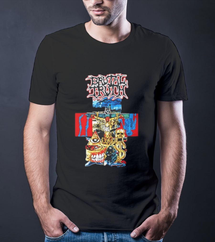 Brutal Truth Crucifix Skull Grindcore Band T-Shirt