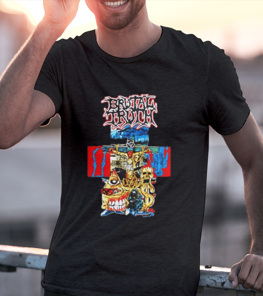 Brutal Truth Crucifix Skull Grindcore Band T-Shirt