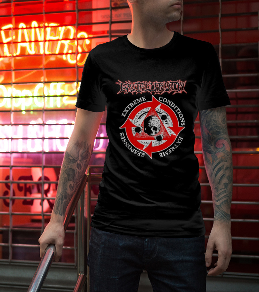 Brutal Truth Extreme Conditions Extreme Responses Skull Triangle Arrows T-Shirt