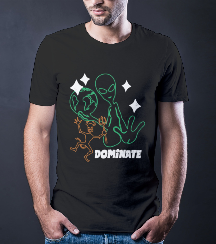 Dominate Alien Devil Earth UFO Stars T-Shirt