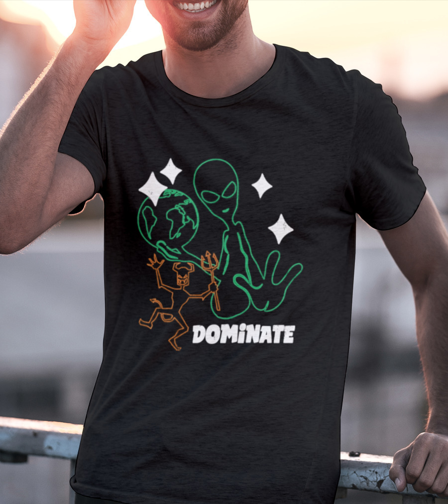 Dominate Alien Devil Earth UFO Stars T-Shirt