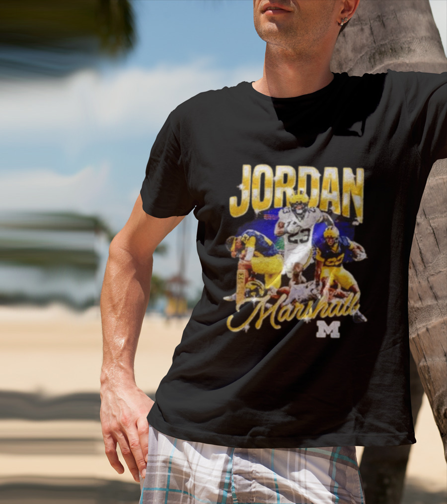 Jordan Marshall Michigan Wolverines 23 Football Collage T-Shirt
