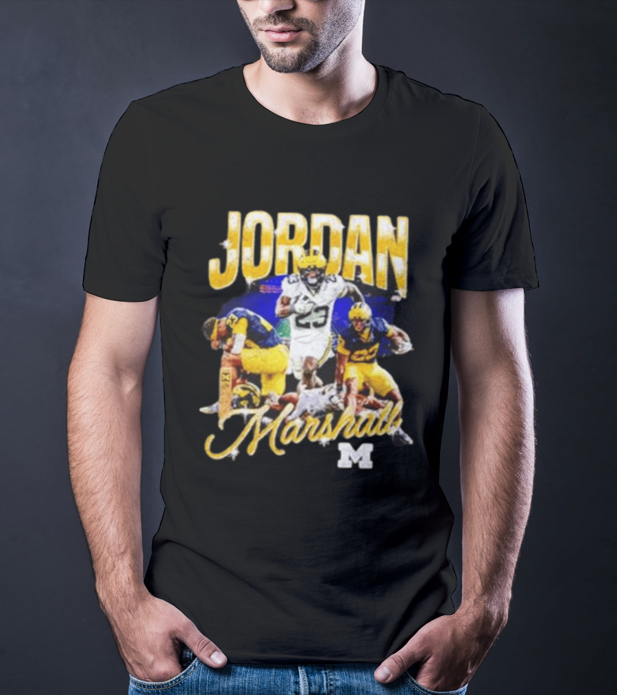 Jordan Marshall Michigan Wolverines 23 Football Collage T-Shirt