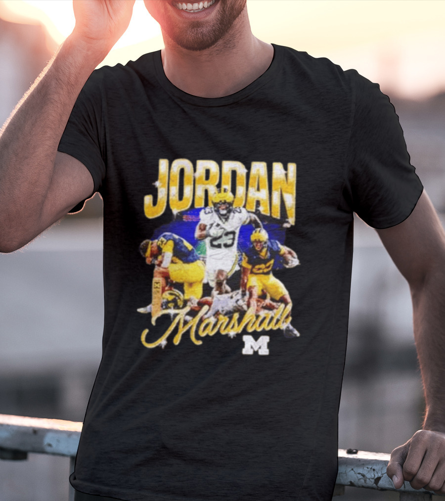 Jordan Marshall Michigan Wolverines 23 Football Collage T-Shirt