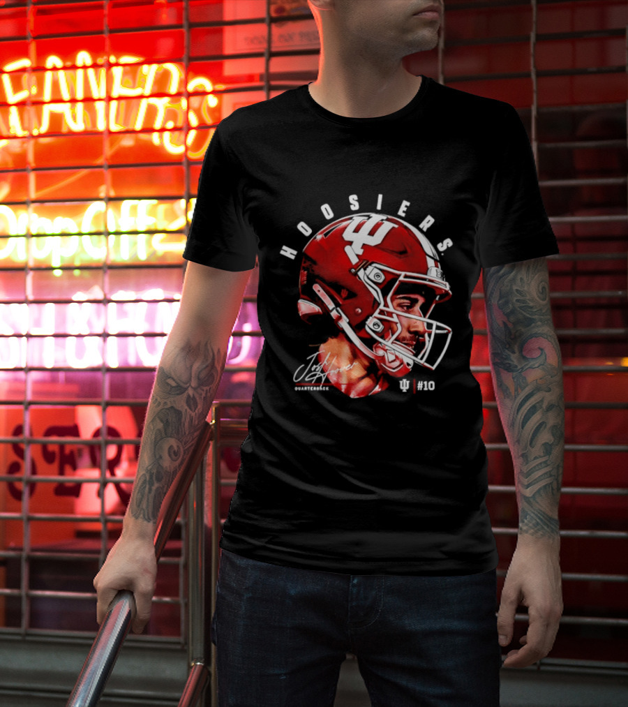 Josh Hoover 10 Indiana Hoosiers Football Helmet And Signature T-Shirt