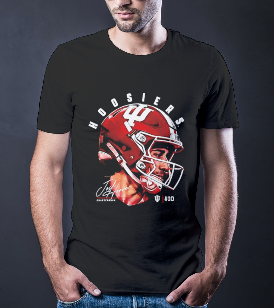 Josh Hoover 10 Indiana Hoosiers Football Helmet And Signature T-Shirt