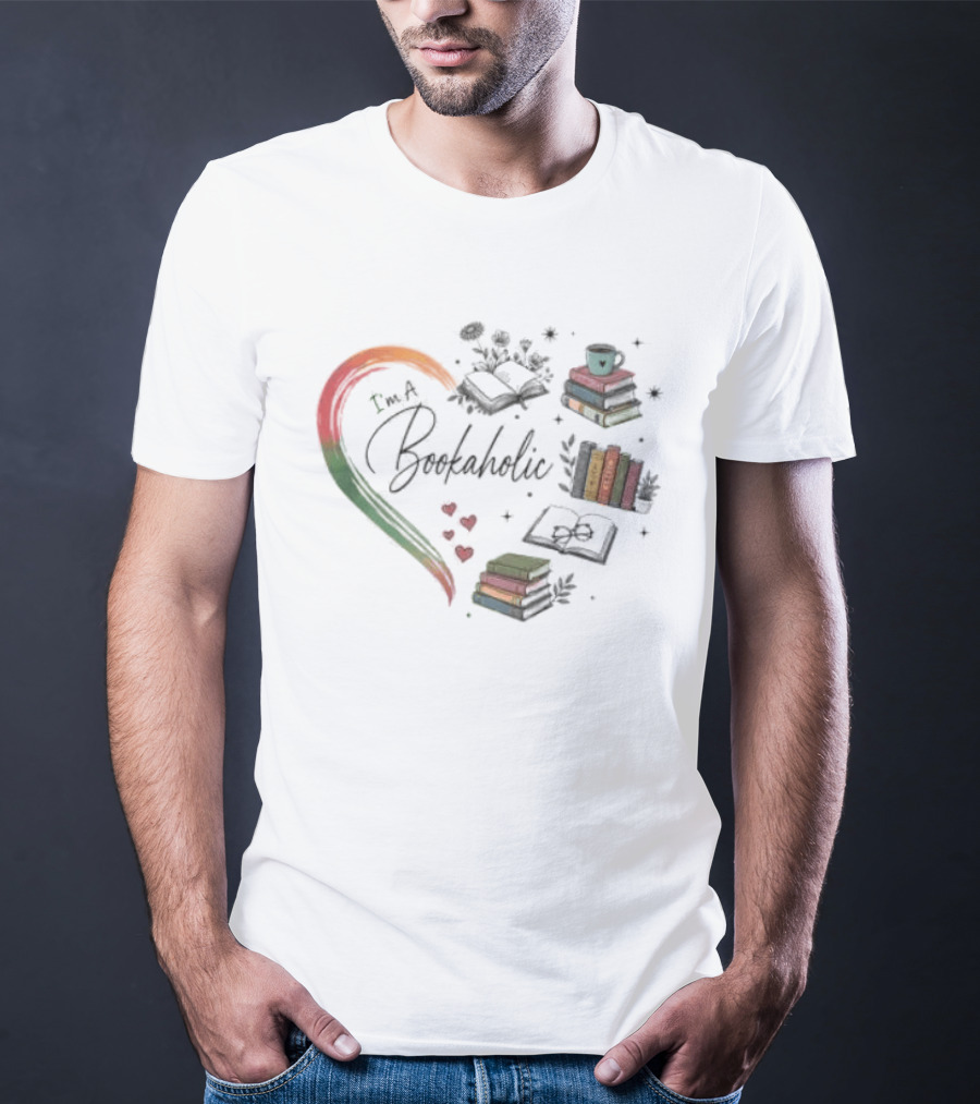Bookaholic Heart With Books And Reading Lover T-Shirt
