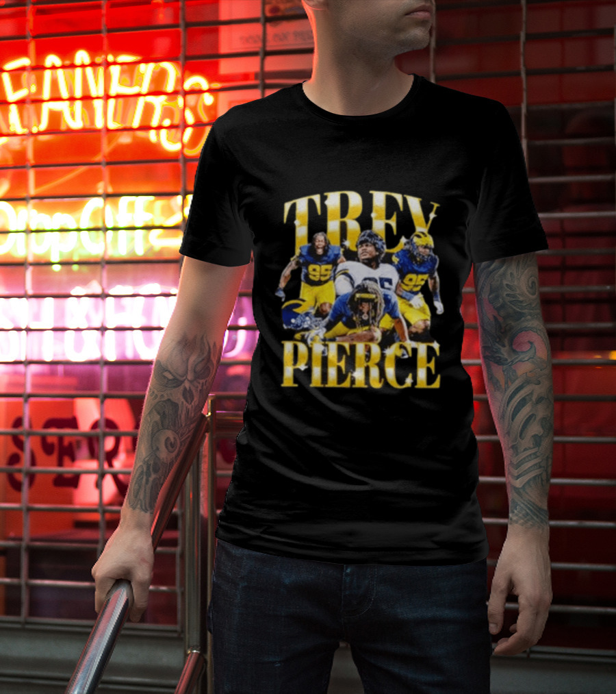 Trey Pierce Michigan Wolverines No 95 Football Collage T-Shirt
