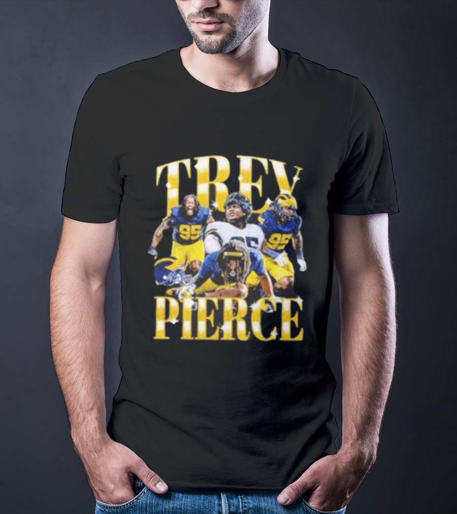 Trey Pierce Michigan Wolverines No 95 Football Collage T-Shirt