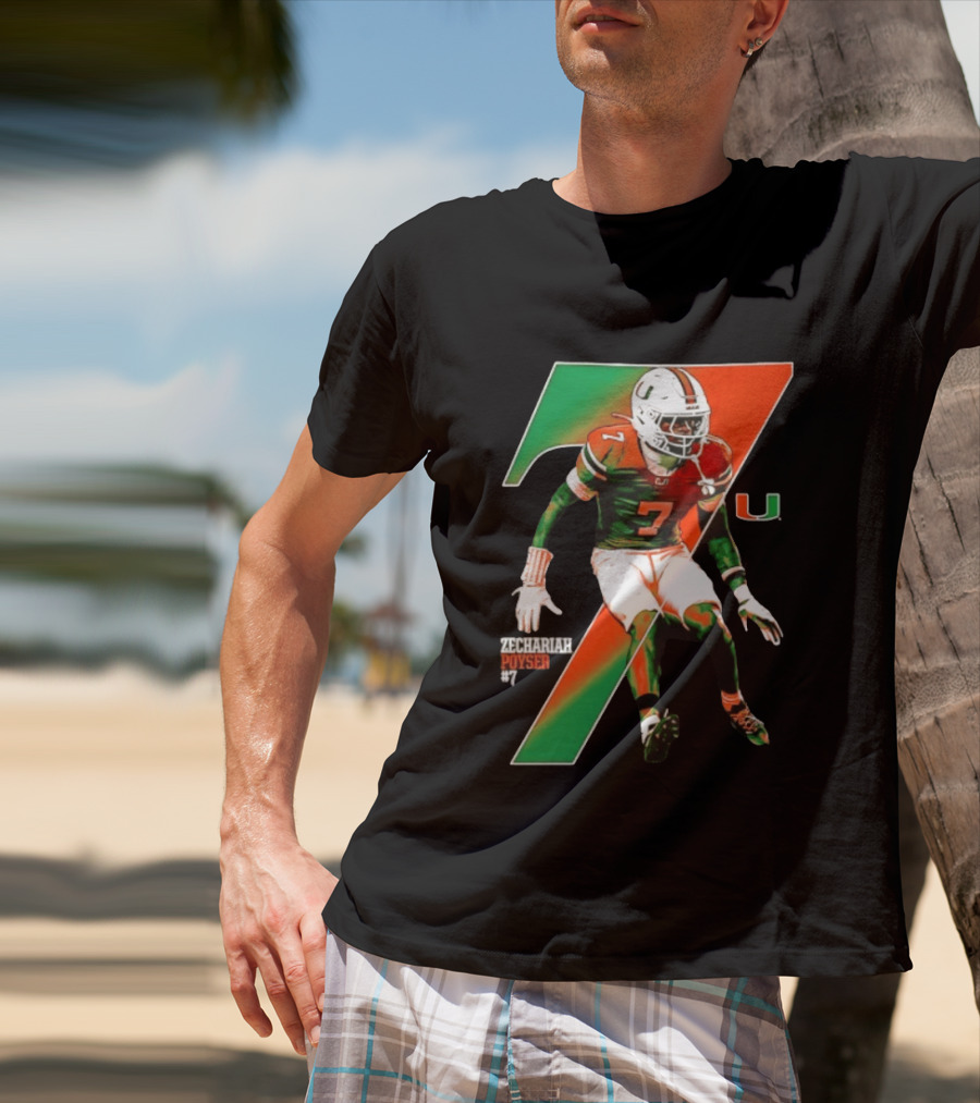 Zechariah Poyser 7 Miami Hurricanes NCAA Football Player T-Shirt