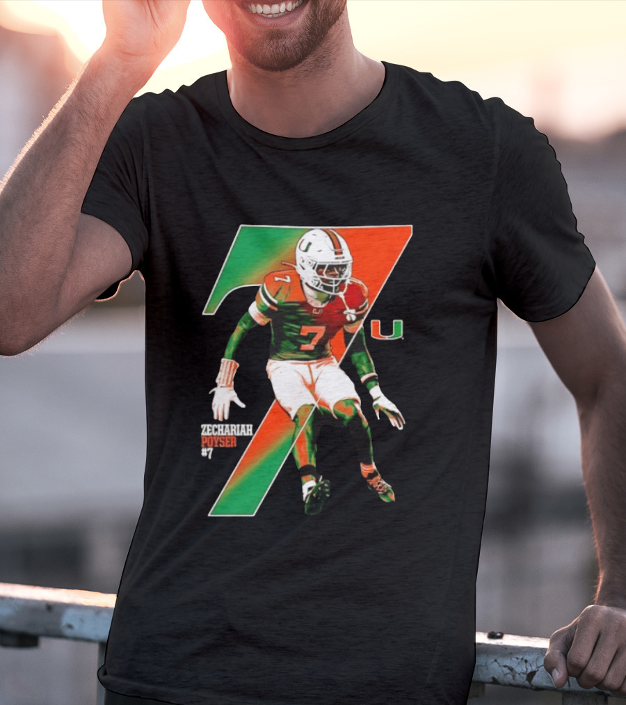 Zechariah Poyser 7 Miami Hurricanes NCAA Football Player T-Shirt