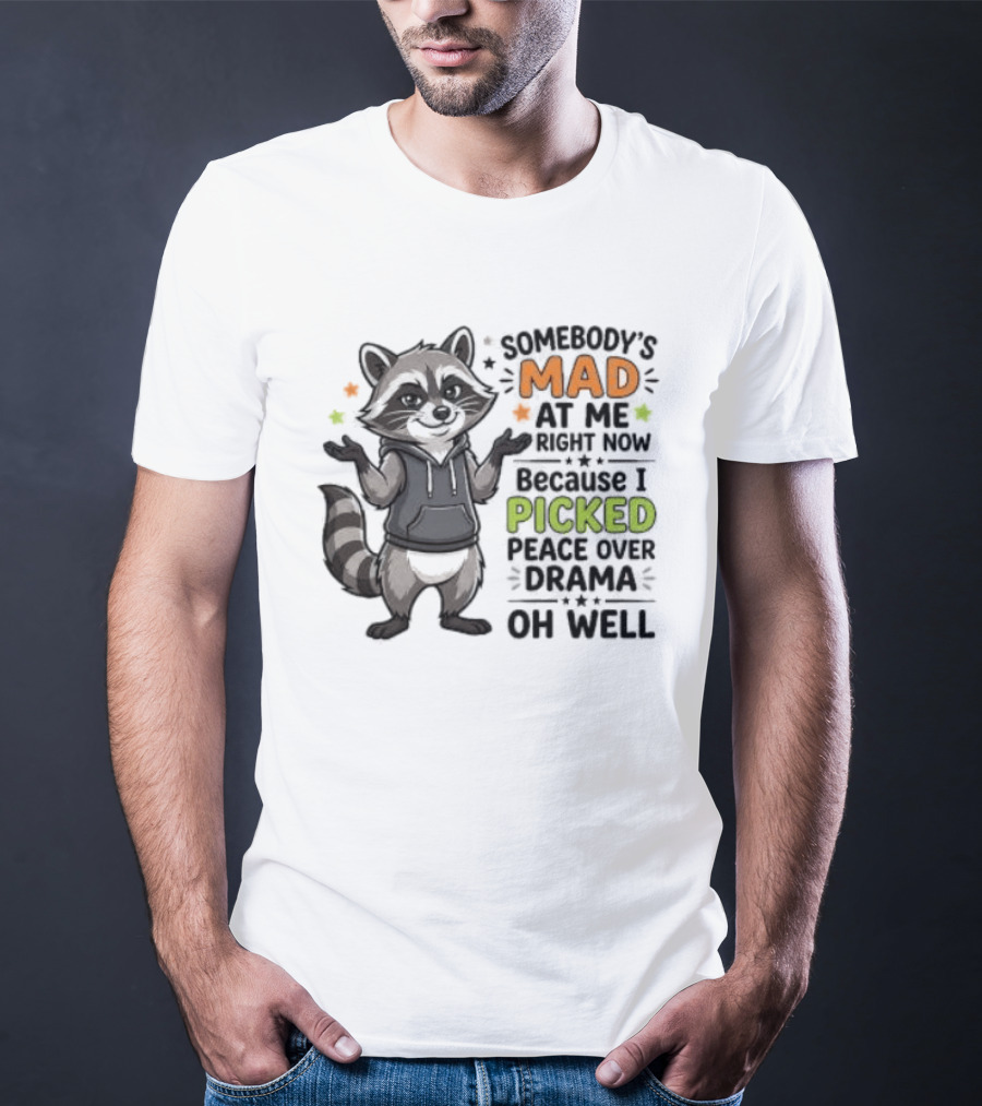 Somebody's Mad At Me Because I Picked Peace Over Drama Raccoon Oh Well T-Shirt