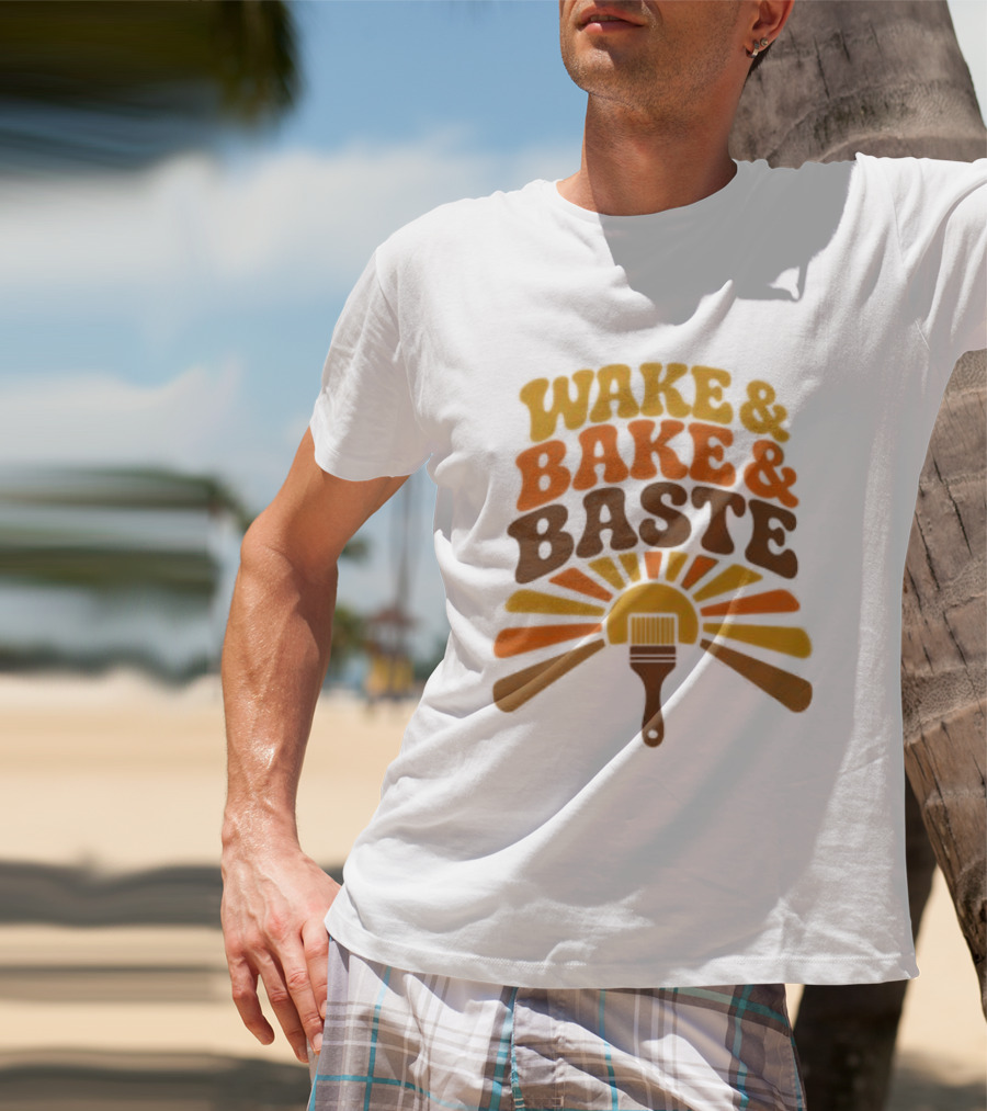 Wake And Bake And Baste With Sunrise Spatula Cooking T-Shirt