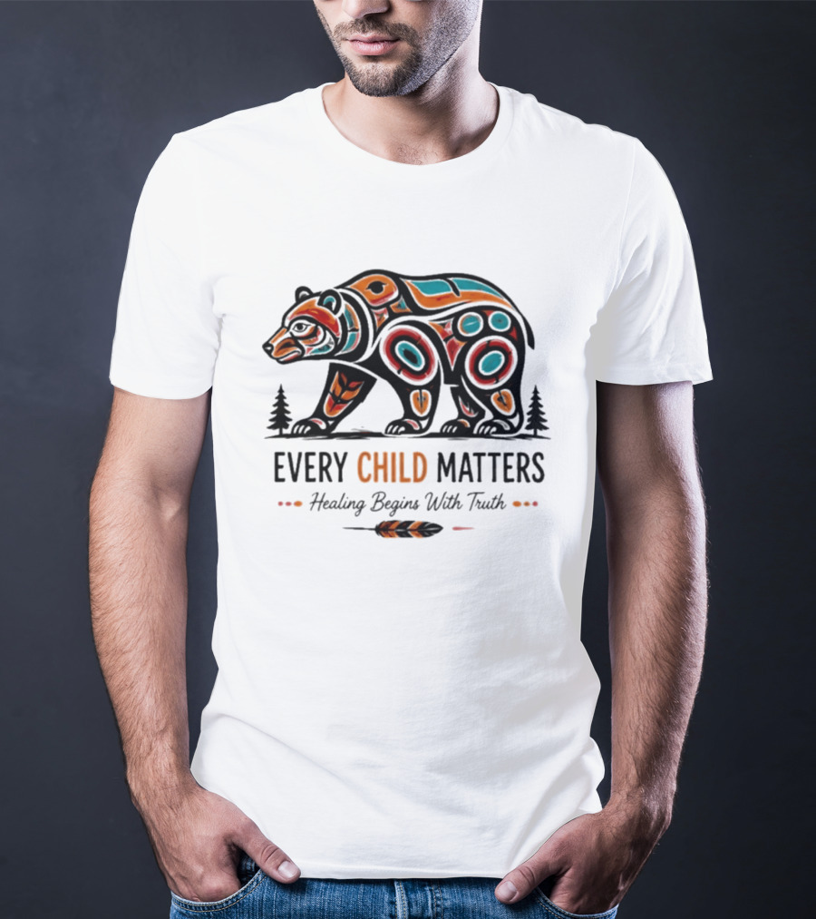 Every Child Matters Bear Healing Begins With Truth Indigenous T-Shirt