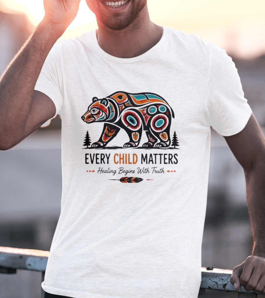 Every Child Matters Bear Healing Begins With Truth Indigenous T-Shirt