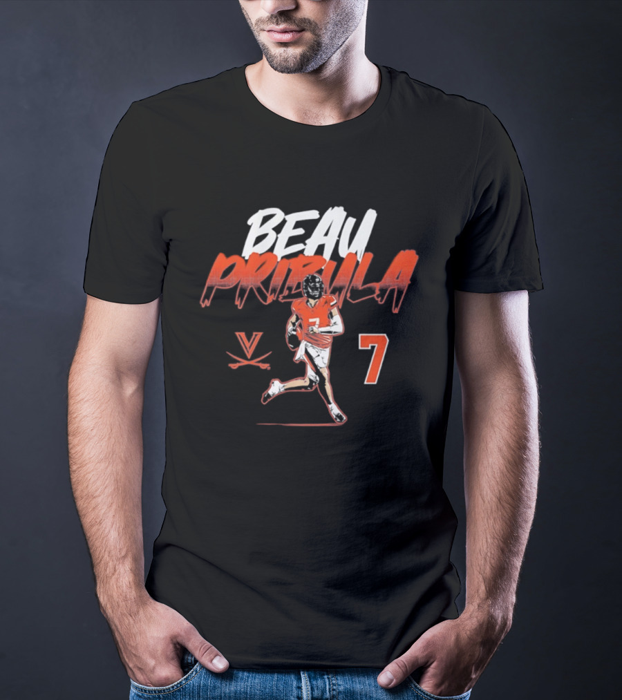 Beau Pribula 7 Virginia Cavaliers NCAA Football T-Shirt