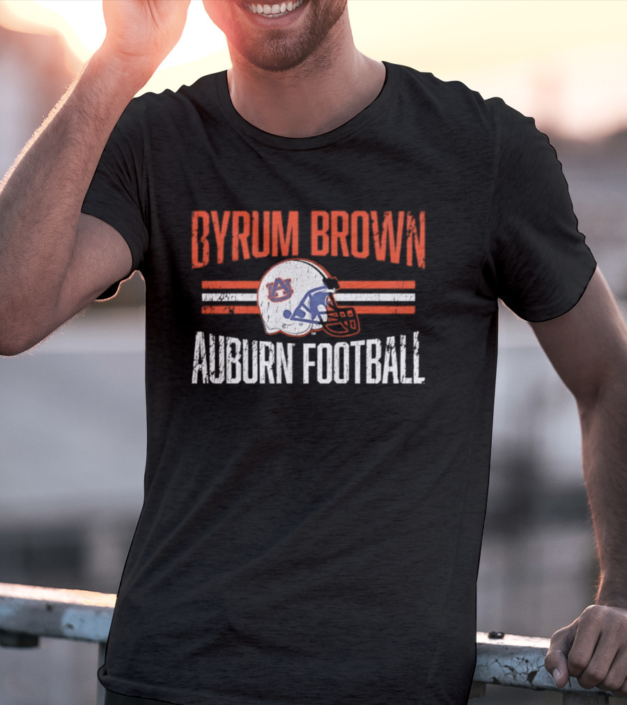Byrum Brown Auburn Football NCAA Tigers Helmet Hero T-Shirt