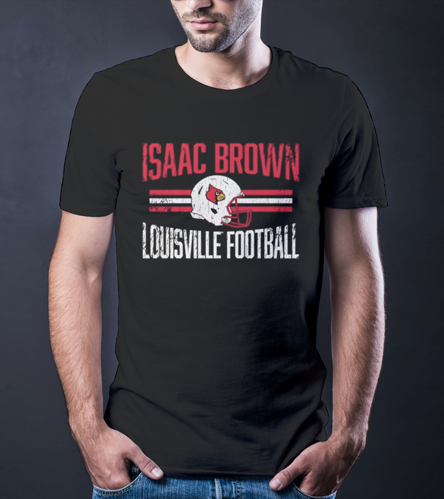 Isaac Brown Louisville Football Cardinals Helmet T-Shirt