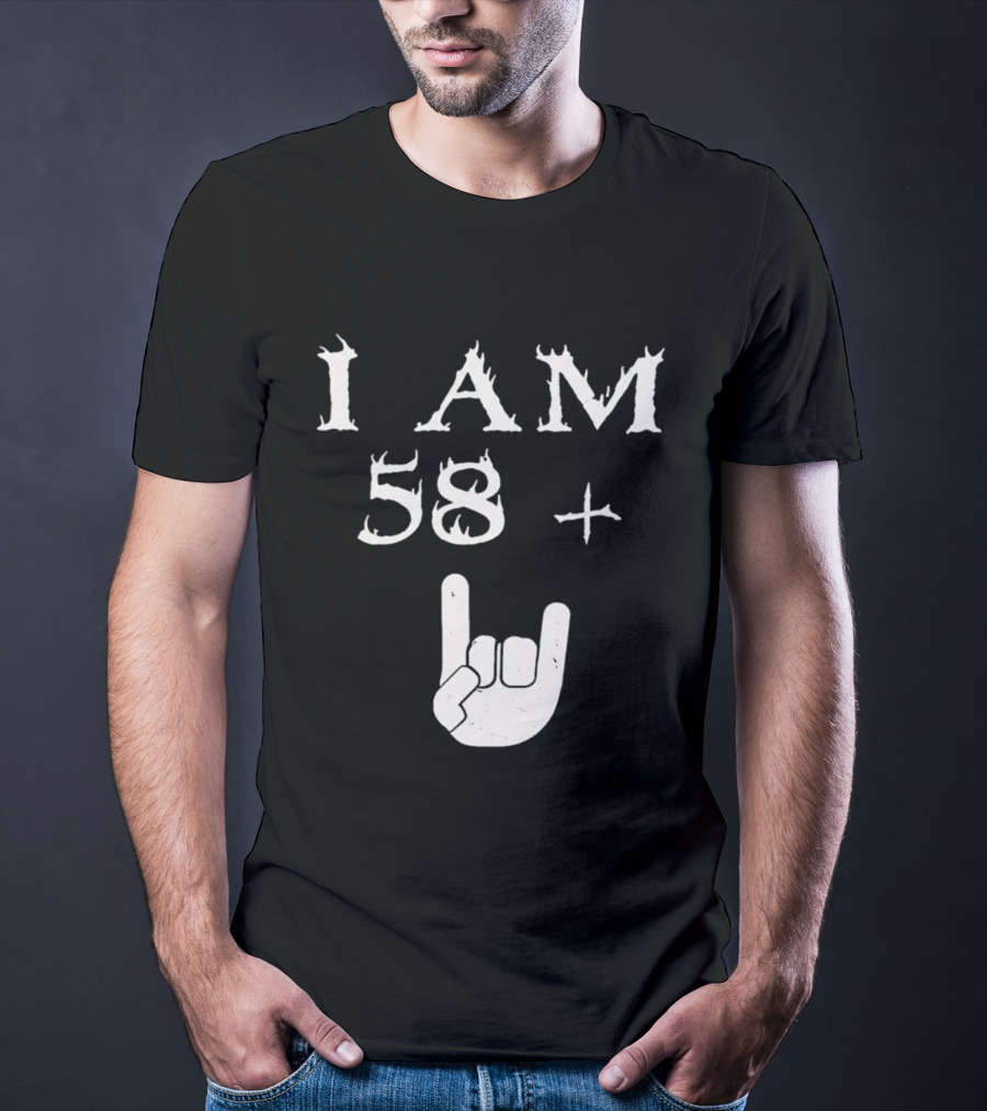 I Am 58 Plus Rock Hand Gesture T-Shirt