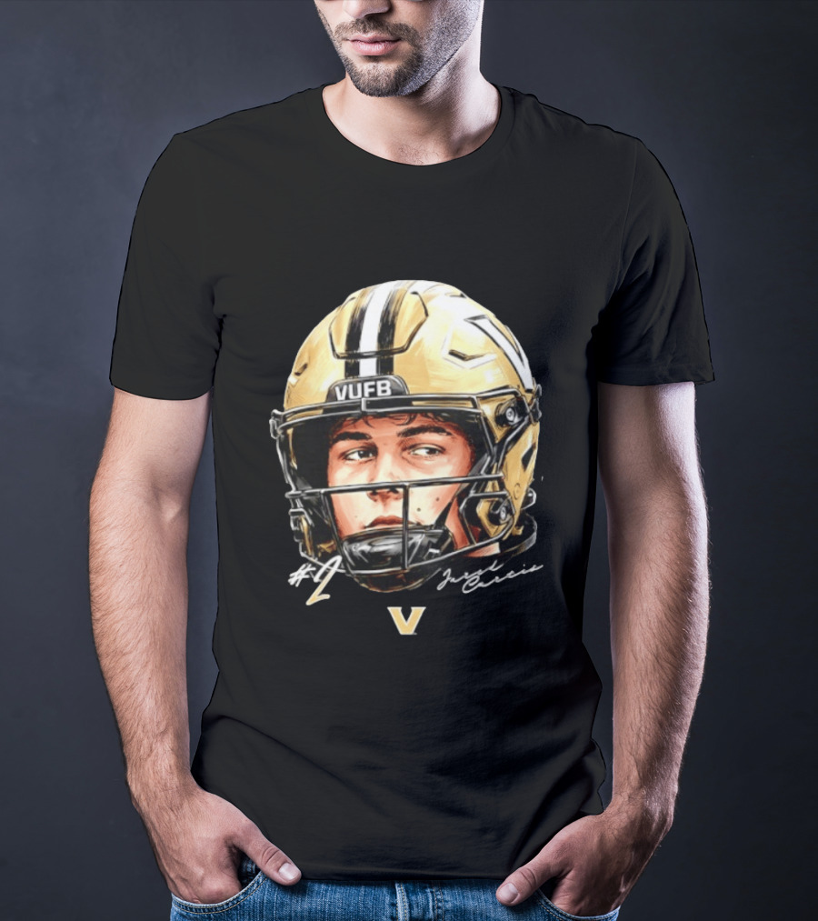 Jared Curtis 2 VUFB Vanderbilt Football Helmet T-Shirt