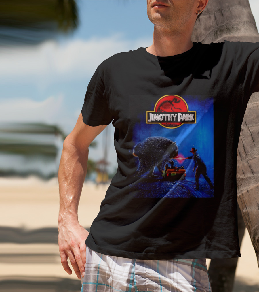 Jimothy Park Dinosaur Adventure Lampoon With Bear Scene T-Shirt