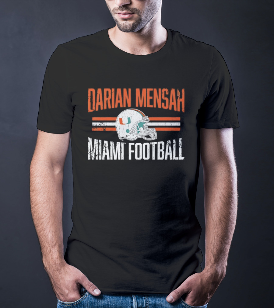 Darian Mensah Miami Football NCAA Hurricanes Helmet Hero T-Shirt