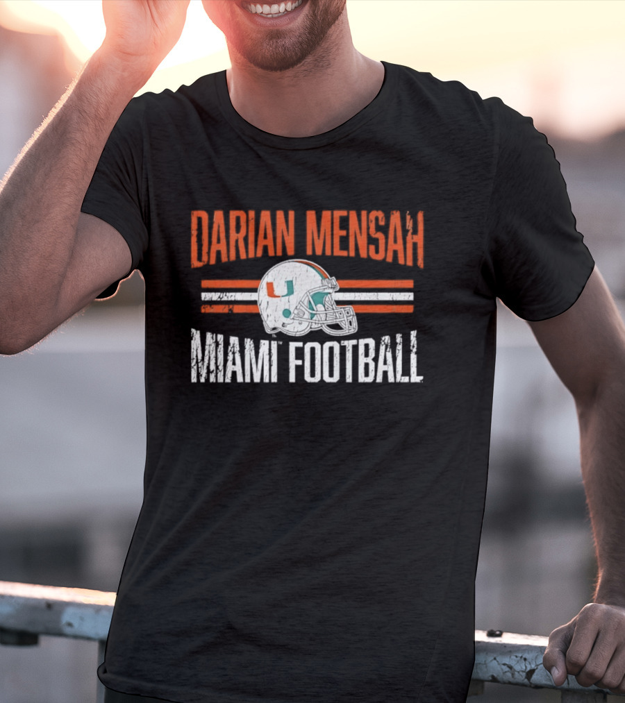 Darian Mensah Miami Football NCAA Hurricanes Helmet Hero T-Shirt