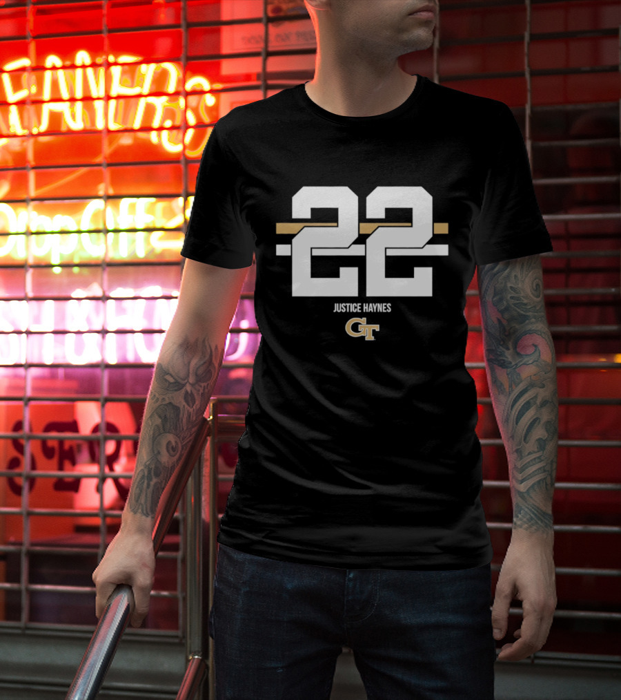 Justice Haynes 22 Georgia Tech GT NCAA Football T-Shirt