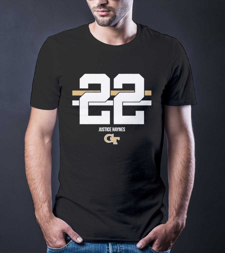 Justice Haynes 22 Georgia Tech GT NCAA Football T-Shirt