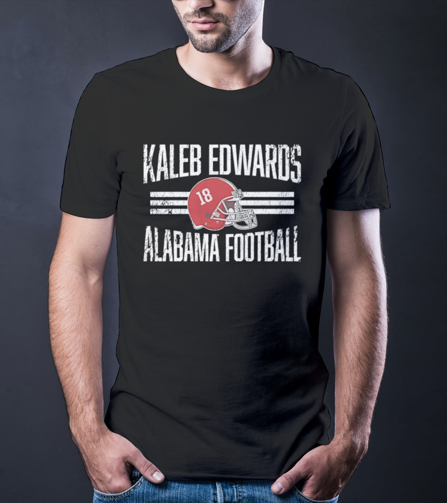 Kaleb Edwards 18 Alabama Football Helmet Hero T-Shirt