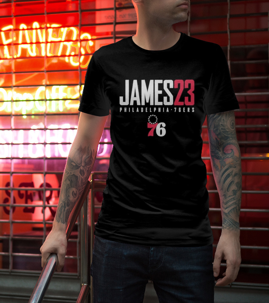 LeBron James 23 Philadelphia 76ers Distressed NBA Jersey T-Shirt