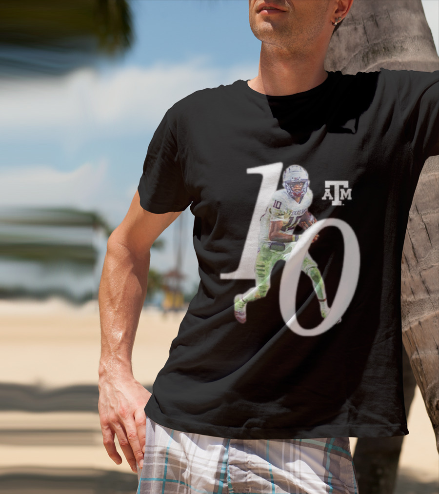 Texas A&M Aggies Marcel Reed 10 Football Player Action Pose T-Shirt
