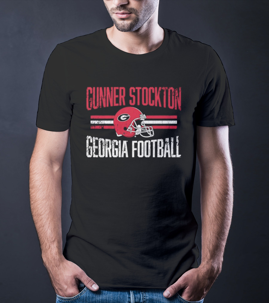 Gunner Stockton Georgia Football Helmet UGA Bulldogs NCAA T-Shirt