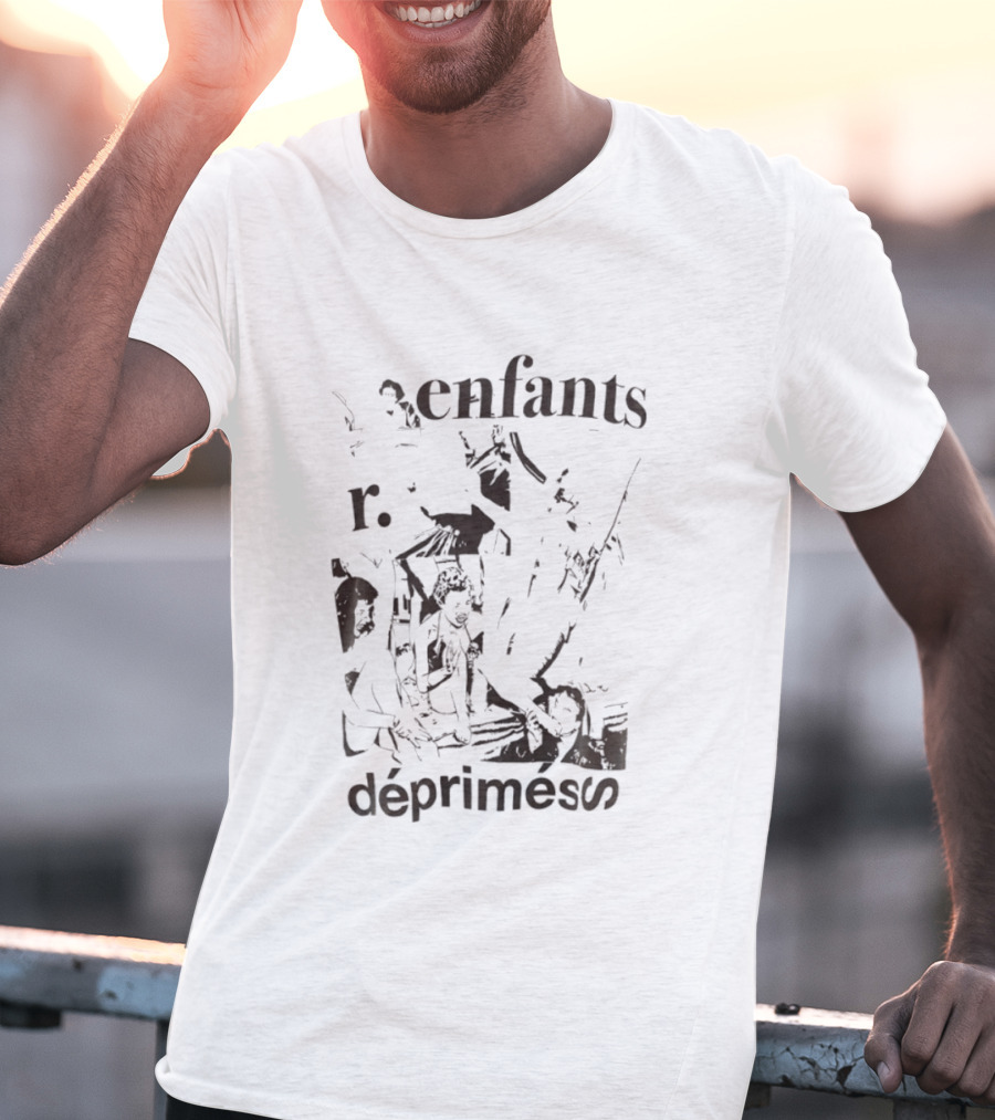 Enfants R Deprimes Monochrome Sketch Print T-Shirt