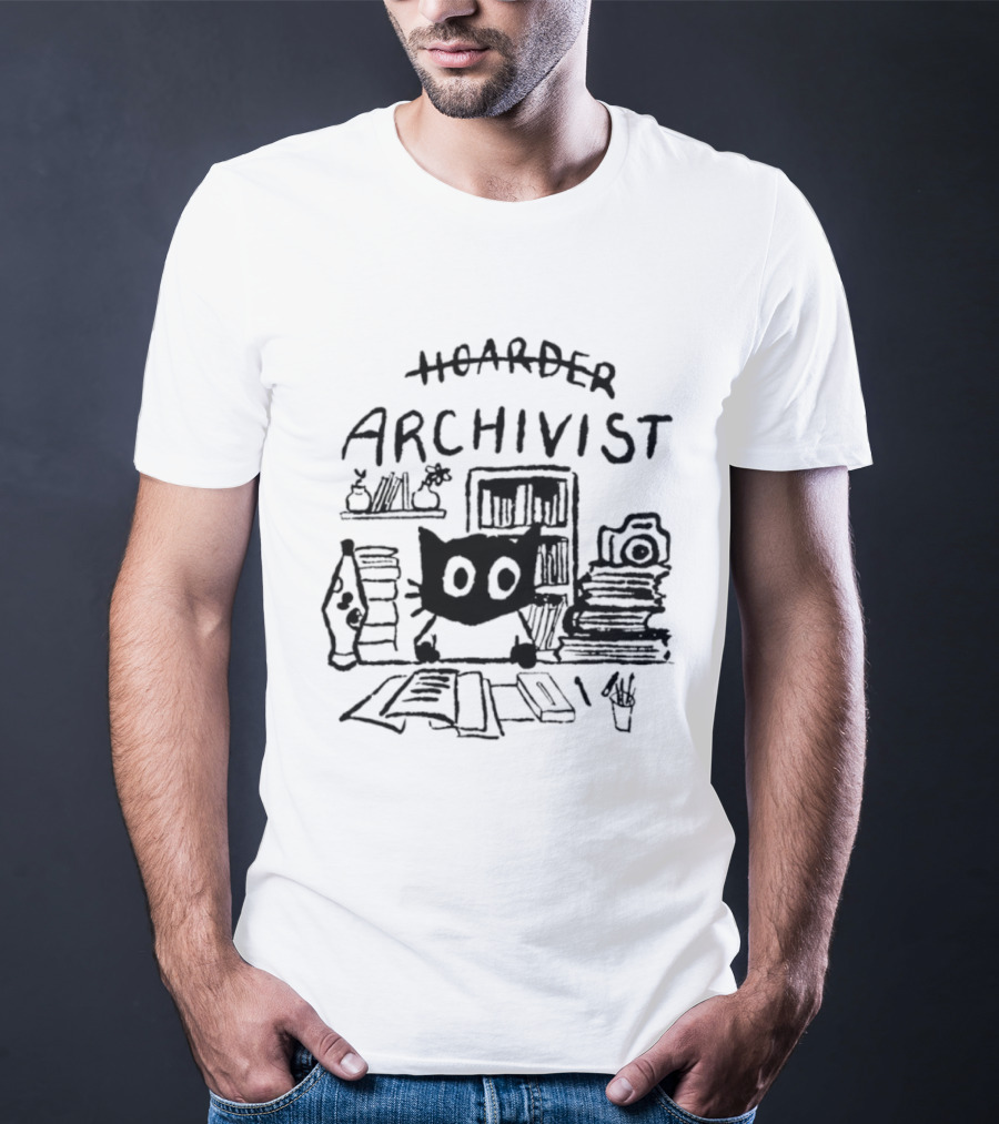 Cat Hoarder Archivist Bookworm Librarian T-Shirt