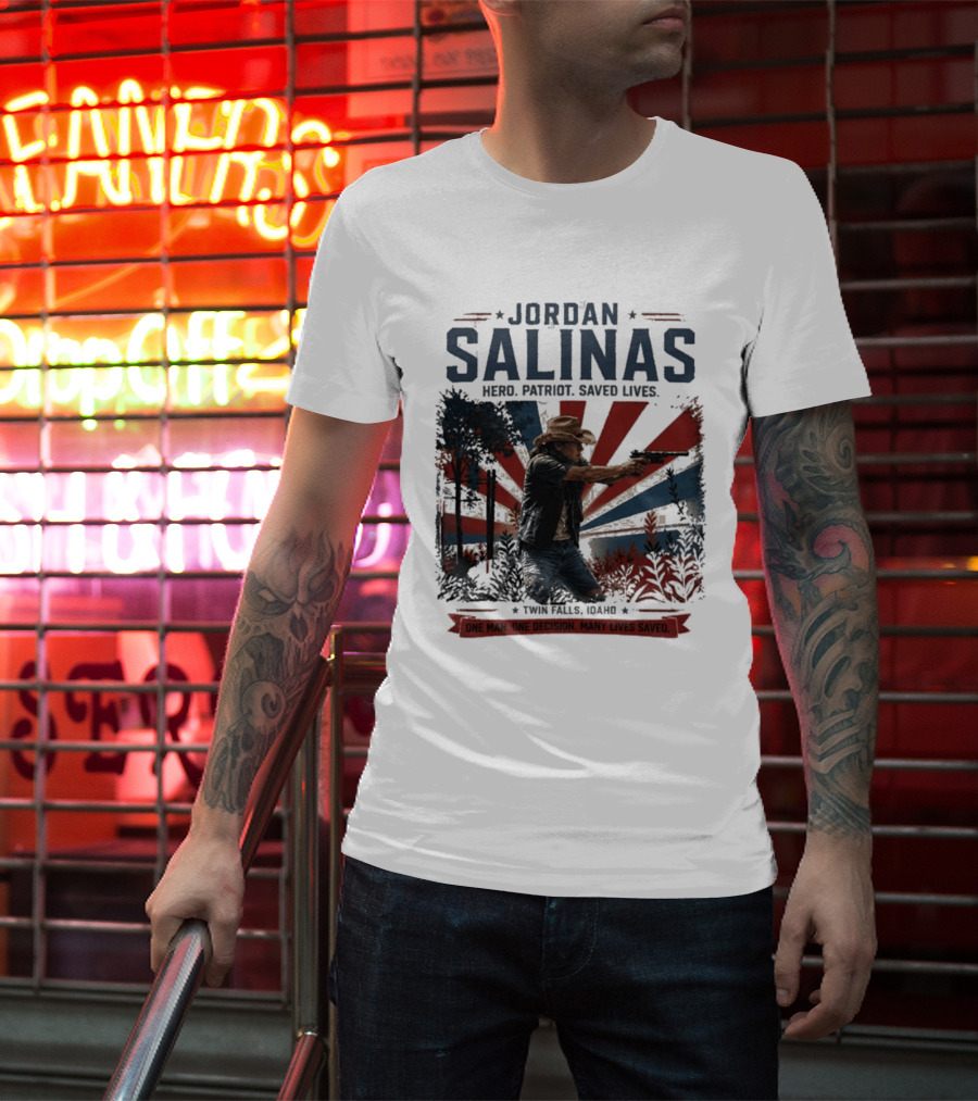Jordan Salinas Hero Patriot Saved Lives Twin Falls Idaho T-Shirt