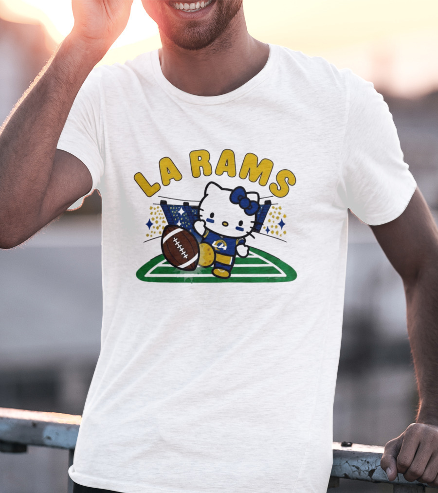 LA Rams Hello Kitty Football Kicking Stadium Scene T-Shirt