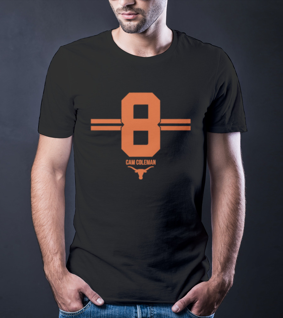 Texas Longhorns Cam Coleman Number 8 NCAA Football T-Shirt