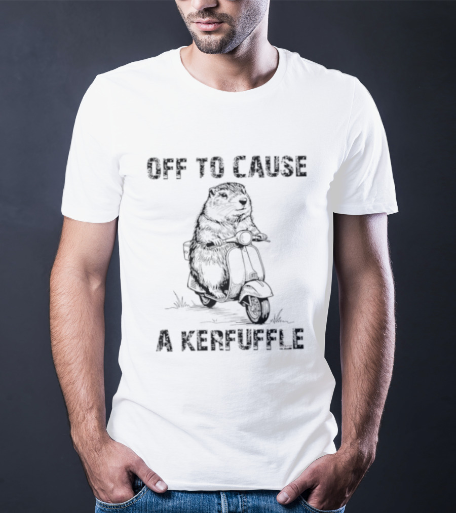 Off To Cause A Kerfuffle Groundhog Scooter Fun T-Shirt