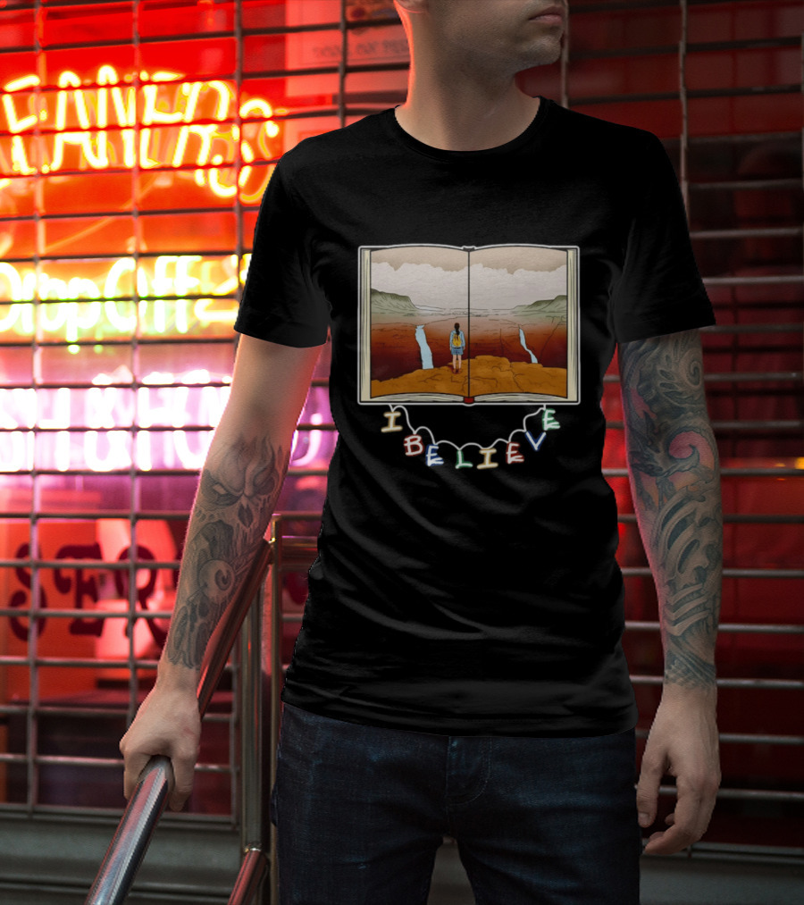 I Believe Open Book Landscape Journey Adventure T-Shirt