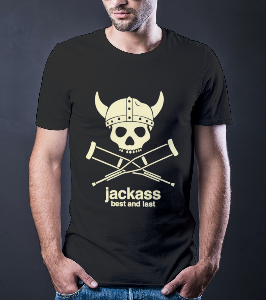 Jackass Best And Last Viking Skull With Crutches T-Shirt