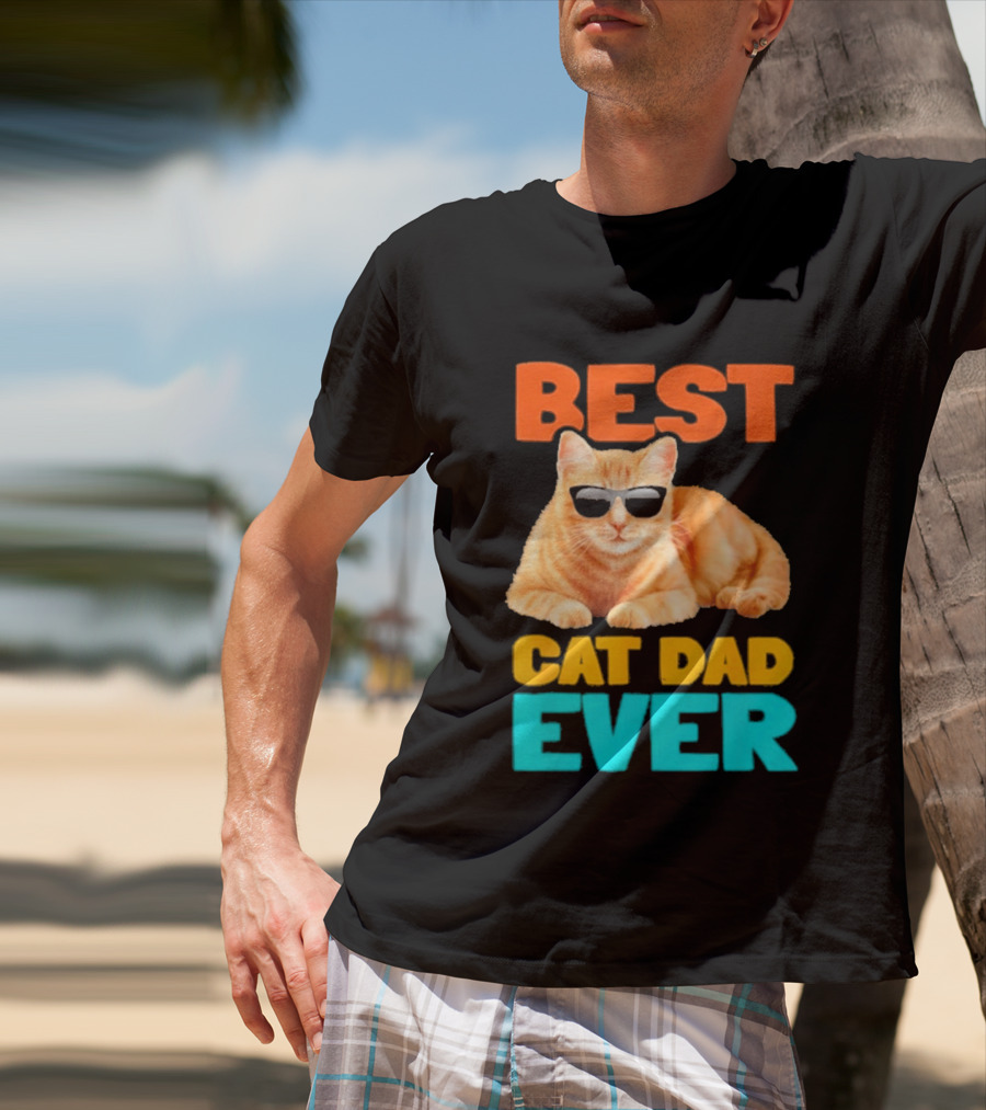 Best Cat Dad Ever Tabby Owner Birthday Fathers Day T-Shirt