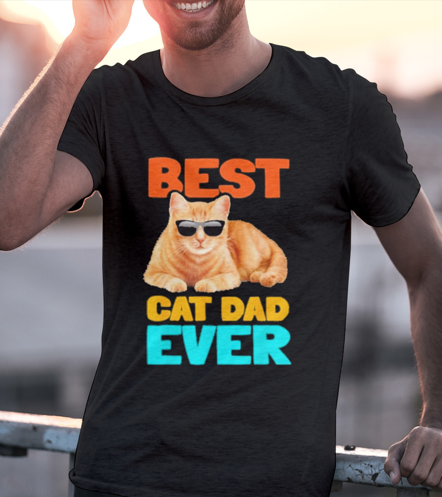 Best Cat Dad Ever Tabby Owner Birthday Fathers Day T-Shirt