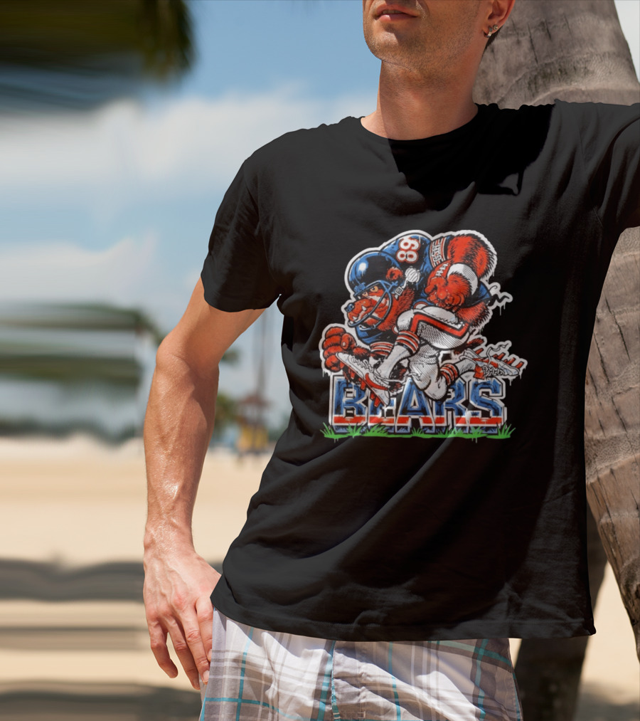 Mike Ditka 89 Chicago Bears Football Bear Fierce Cartoon Helmet T-Shirt