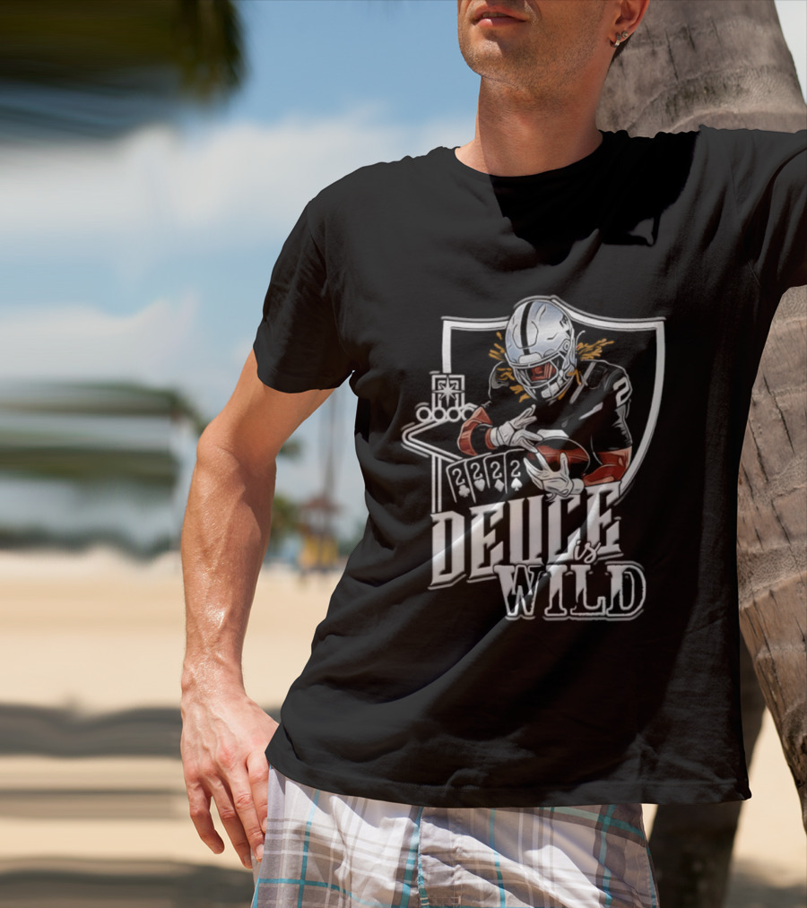 Deuce Is Wild Las Vegas Raiders Football Poker Theme Iconic Quarterback T-Shirt