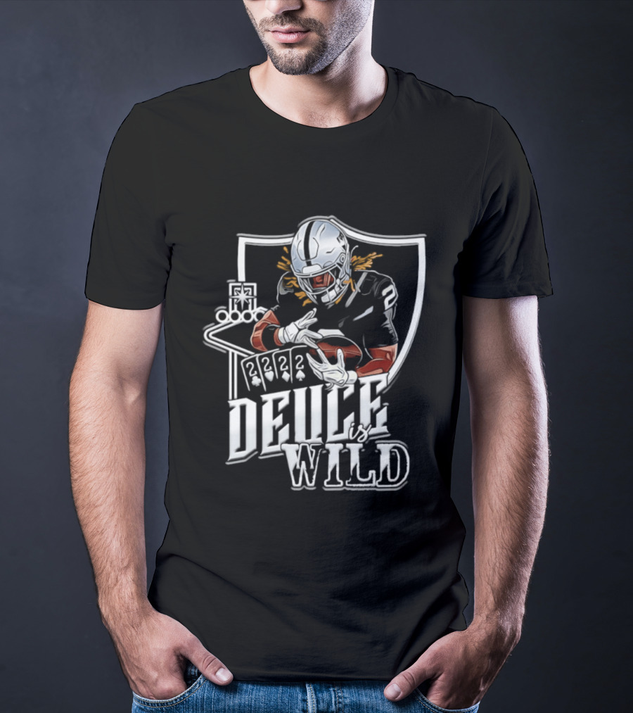 Deuce Is Wild Las Vegas Raiders Football Poker Theme Iconic Quarterback T-Shirt