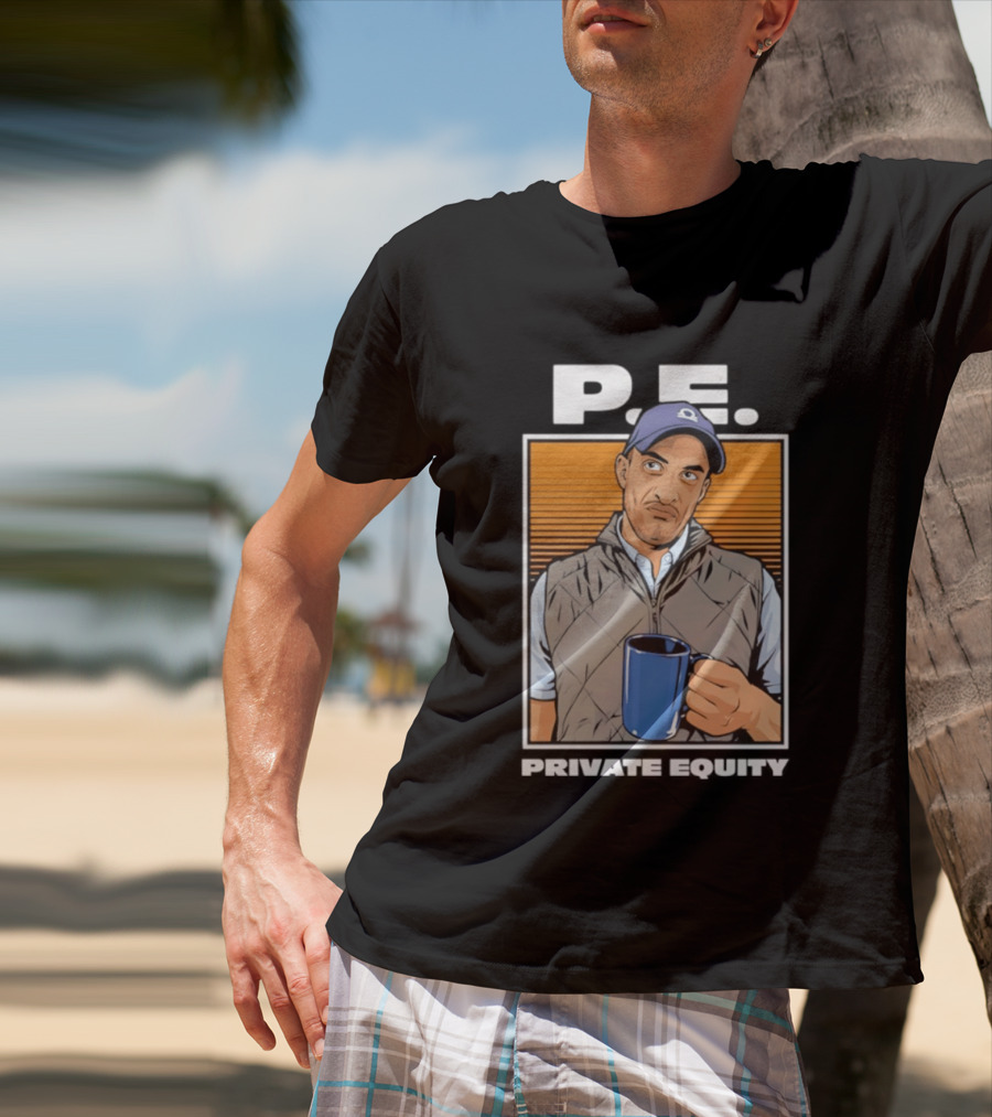 P.E. Guy Holding Coffee In Vest And Cap T-Shirt