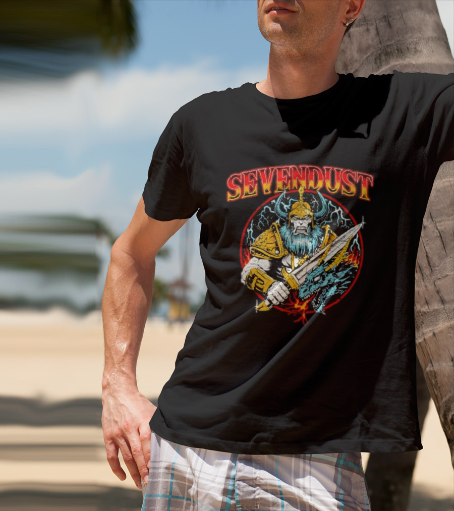 Sevendust Viking Warrior Dragon Battle Axe Power T-Shirt