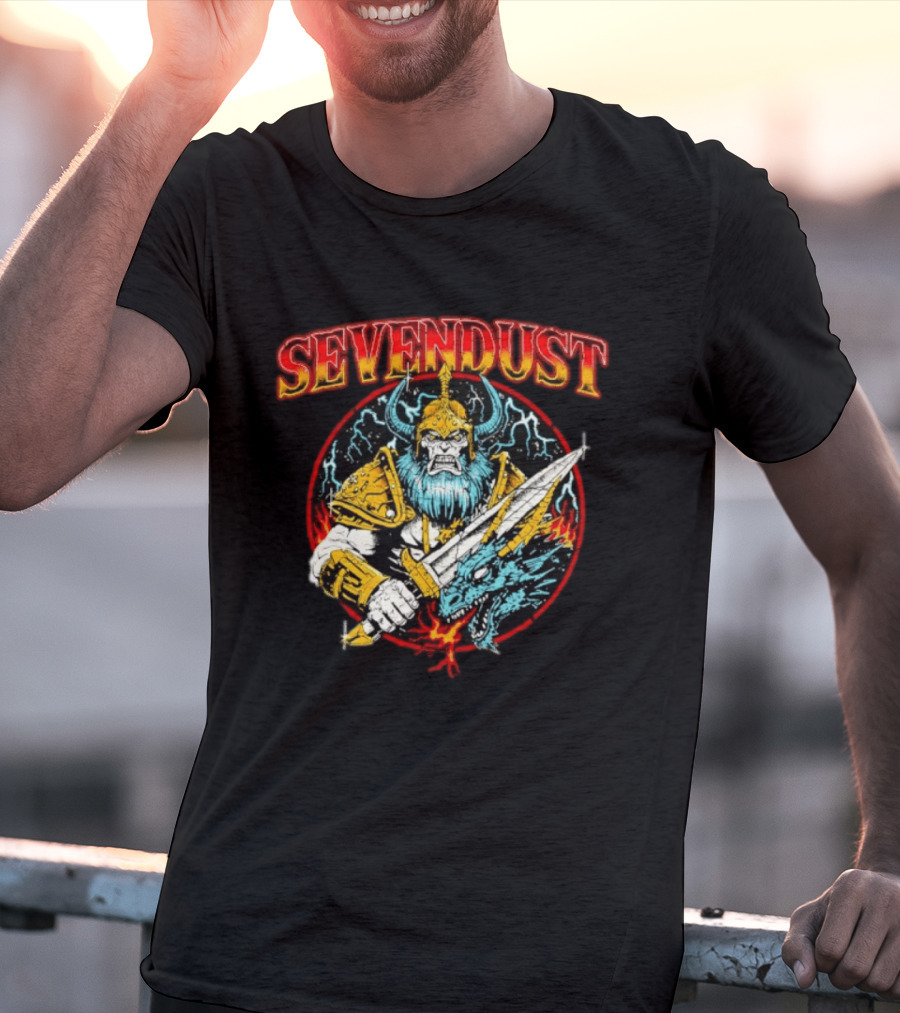 Sevendust Viking Warrior Dragon Battle Axe Power T-Shirt