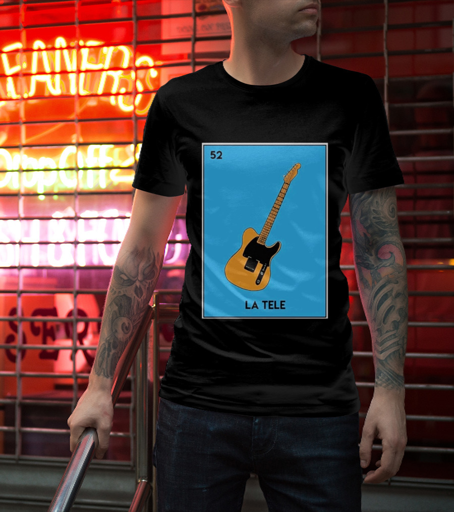 Jeff Garlin La Tele 52 Guitar Image With Number On Blue T-Shirt